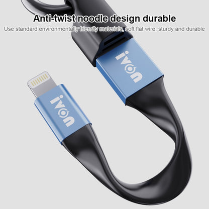 IVON CA90 3.1A Max USB to USB-C / Type-C Portable Data Cable with Ring, Length: 14.5cm (Champagne Gold) - USB-C & Type-C Cable by IVON | Online Shopping UK | buy2fix