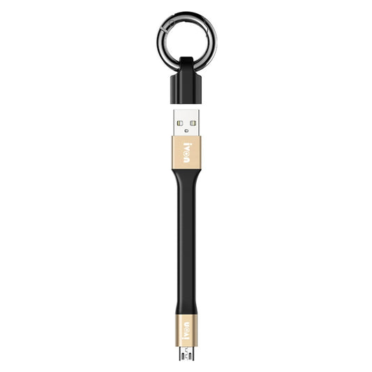 IVON CA90 3.1A Max USB to Micro USB Portable Data Cable with Ring, Length: 14.5cm (Champagne Gold) - Micro USB Cable by IVON | Online Shopping UK | buy2fix