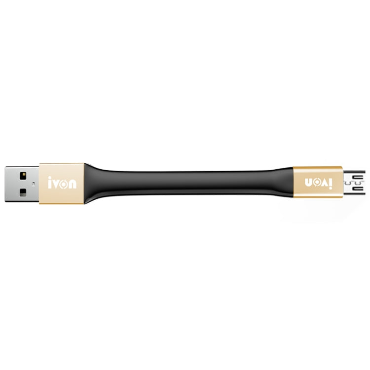 IVON CA90 3.1A Max USB to Micro USB Portable Data Cable with Ring, Length: 14.5cm (Champagne Gold) - Micro USB Cable by IVON | Online Shopping UK | buy2fix