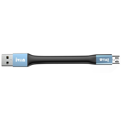 IVON CA90 3.1A Max USB to Micro USB Portable Data Cable with Ring, Length: 14.5cm (Dark Gray) - Micro USB Cable by IVON | Online Shopping UK | buy2fix