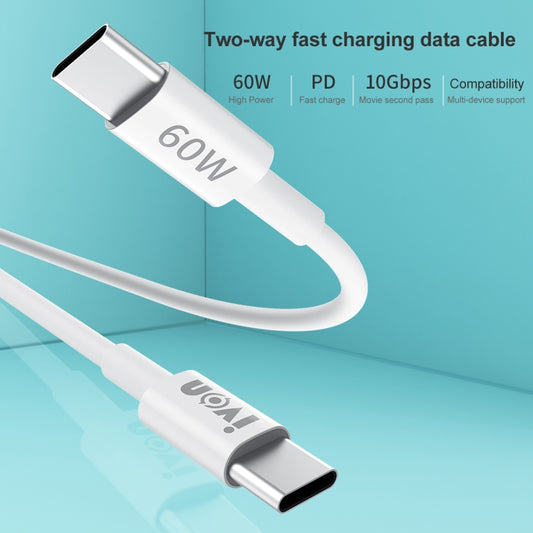 IVON CA203 60W PD USB-C / Type-C to USB-C / Type-C Fast Charging Data Cable, Cable Length: 1m - USB-C & Type-C Cable by IVON | Online Shopping UK | buy2fix