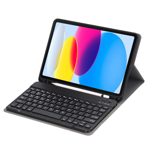 Pour iPad 10e génération 10.9 2022 A10B Texture en peau d'agneau Étui pour tablette en cuir avec clavier Bluetooth ultra-mince avec fente pour stylo (noir)
