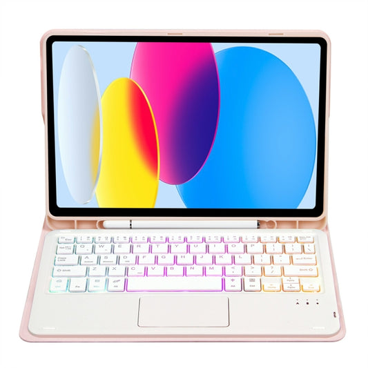 For iPad 11 2025 / 10th Gen 10.9 2022 A10B-AS Lambskin Texture Backlight Bluetooth Touch Keyboard Leather Tablet Case with Pen Slot (Pink) - Universal by buy2fix | Online Shopping UK | buy2fix