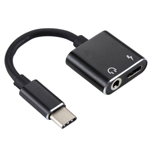 2 in 1 3.5mm to USB-C / Type-C Audio Charging Converter Adapter(Black) by buy2fix