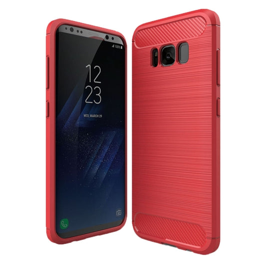 For Galaxy S8 Brushed Carbon Fiber Texture Shockproof TPU Protective Cover Case (Red) - Galaxy Phone Cases by buy2fix | Online Shopping UK | buy2fix
