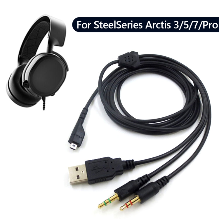 ZS0224 3-Prong Headphone Audio Cable for SteelSeries Arctis 3 / 5 / 7 / Pro (Black) by buy2fix