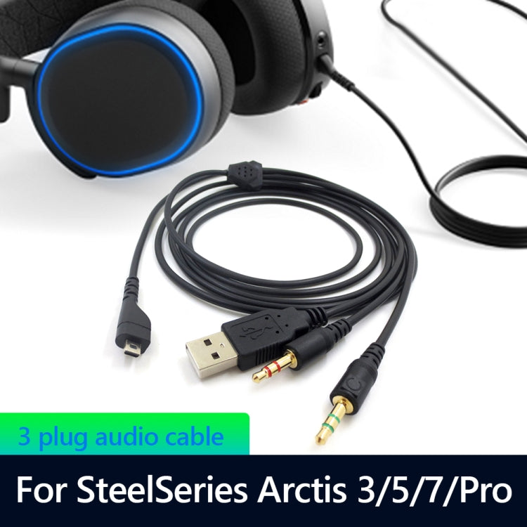 ZS0224 3-Prong Headphone Audio Cable for SteelSeries Arctis 3 / 5 / 7 / Pro (Black) by buy2fix