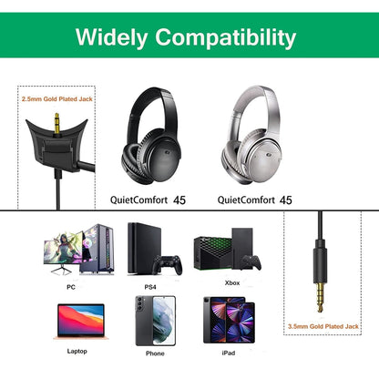 ZS0242 Gaming Headphone Cable for BOSE QC45 (Black) by buy2fix