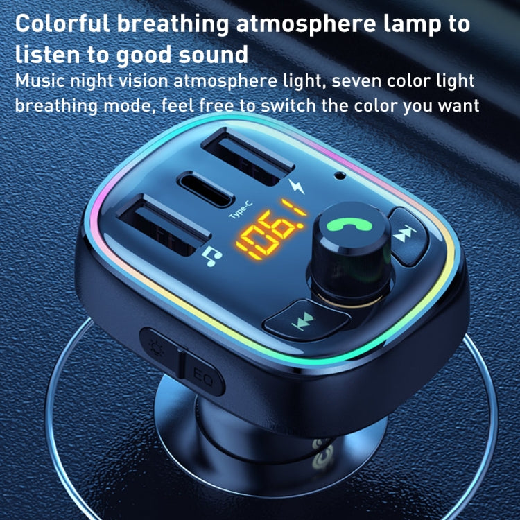 WK WP-C39 USB+USB-C/Type-C MP3 Bluetooth Car Fast Charger(Black) - Bluetooth Car Kits by WK | Online Shopping UK | buy2fix