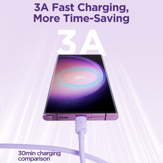 JOYROOM S-AC027A14 Multi-Color Series 3A USB to USB-C / Type-C Fast Charging Data Cable, Length:1.2m(Purple) - USB-C & Type-C Cable by JOYROOM | Online Shopping UK | buy2fix