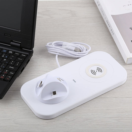 USB to 3 in 1 (8 Pin + Micro USB + USB-C / Type-C) Dock Charger Desktop Charging Data Sync Stand Station Holder with Qi Wireless Charger & USB Cable - Wireless Charger Receiver by buy2fix | Online Shopping UK | buy2fix