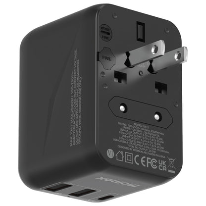 MOMAX UA11 1-World 20W PD Global Travel Fast Charger Power Adapter(Black) - Plug Adaptor by MOMAX | Online Shopping UK | buy2fix