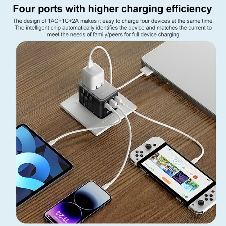 MOMAX UA11 1-World 20W PD Global Travel Fast Charger Power Adapter(Black) - Plug Adaptor by MOMAX | Online Shopping UK | buy2fix
