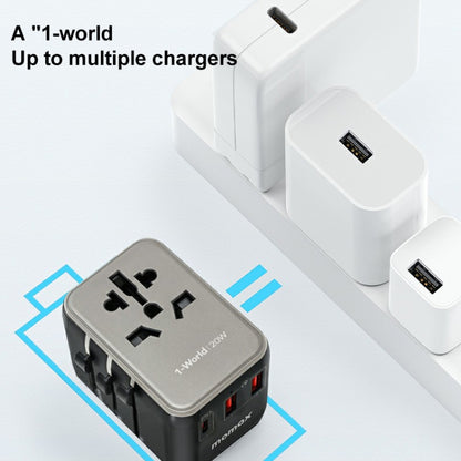 MOMAX UA11 1-World 20W PD Global Travel Fast Charger Power Adapter(Black) - Plug Adaptor by MOMAX | Online Shopping UK | buy2fix