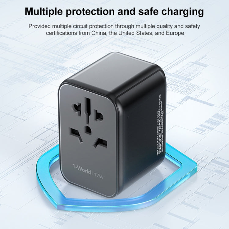 MOMAX UA12 1-World 17W Global Travel Fast Charger Power Adapter - Plug Adaptor by MOMAX | Online Shopping UK | buy2fix