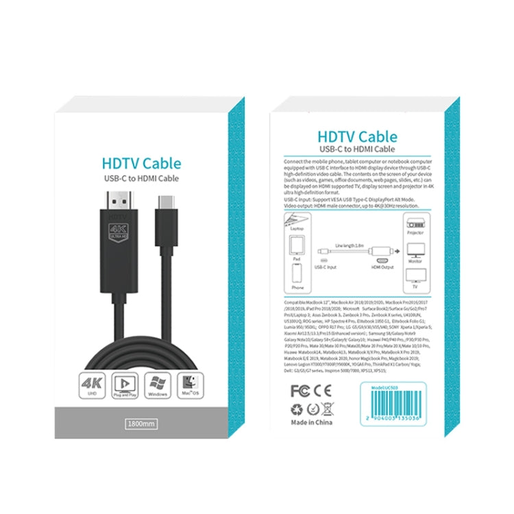 Onten UC503 USB-C / Type-C 4K 30Hz HDTV Cable, Length:1.8m - Wireless Display Dongle by Onten | Online Shopping UK | buy2fix