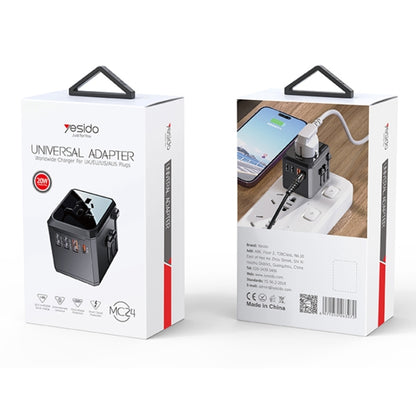 Yesido MC24 20W 3 USB + Type-C Ports Multi-function Universal Travel Adapter Plug (Black) - Multifunction Charger by Yesido | Online Shopping UK | buy2fix