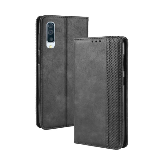 Magnetic Buckle Retro Crazy Horse Texture Horizontal Flip Leather Case for Galaxy A70, with Holder & Card Slots & Photo Frame(Black) - Galaxy Phone Cases by buy2fix | Online Shopping UK | buy2fix
