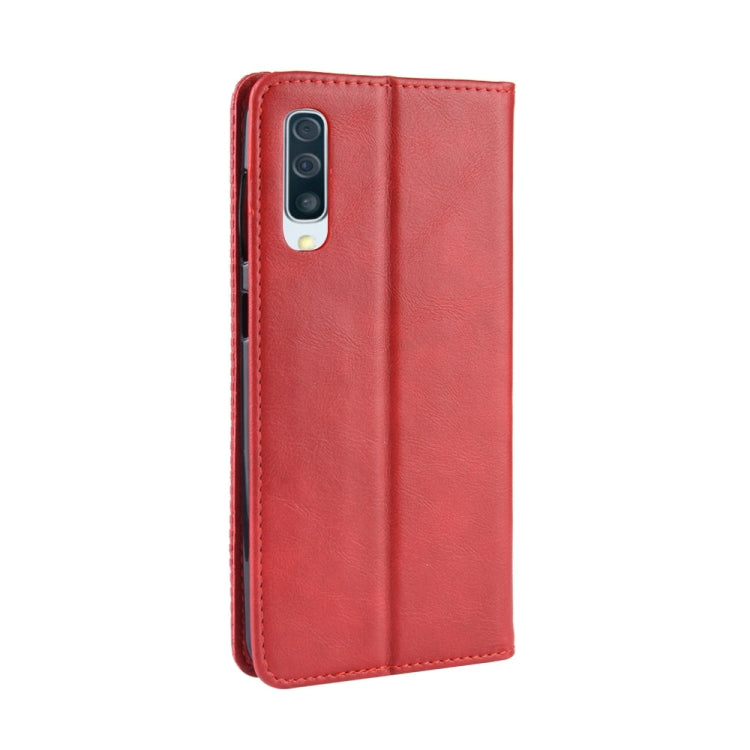 Magnetic Buckle Retro Crazy Horse Texture Horizontal Flip Leather Case for Galaxy A70, with Holder & Card Slots & Photo Frame(Red) by buy2fix
