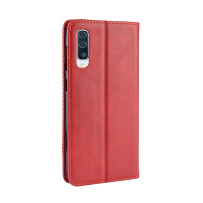 Magnetic Buckle Retro Crazy Horse Texture Horizontal Flip Leather Case for Galaxy A70, with Holder & Card Slots & Photo Frame(Red) by buy2fix