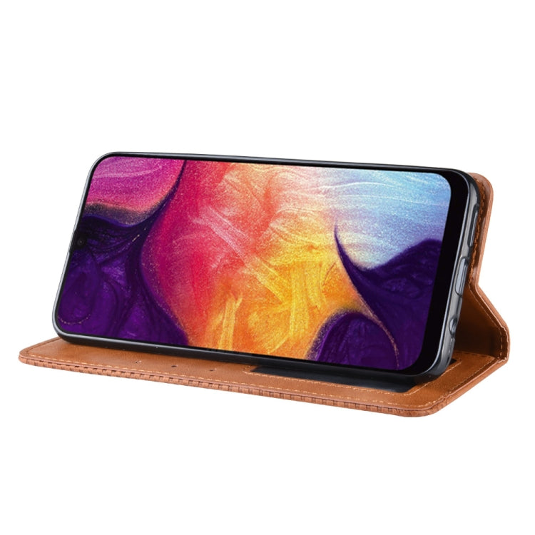 Magnetic Buckle Retro Crazy Horse Texture Horizontal Flip Leather Case for Galaxy A70, with Holder & Card Slots & Photo Frame(Brown) by buy2fix