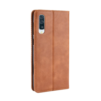 Magnetic Buckle Retro Crazy Horse Texture Horizontal Flip Leather Case for Galaxy A70, with Holder & Card Slots & Photo Frame(Brown) by buy2fix