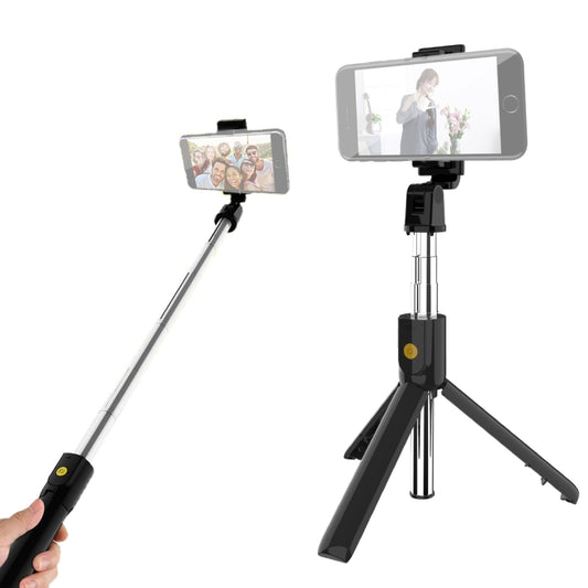 K10 Bluetooth 4.0 Mobile Phone Adjustable Bluetooth Selfie Stick Self-timer Pole Tripod (Black) - Selfie Sticks by buy2fix | Online Shopping UK | buy2fix