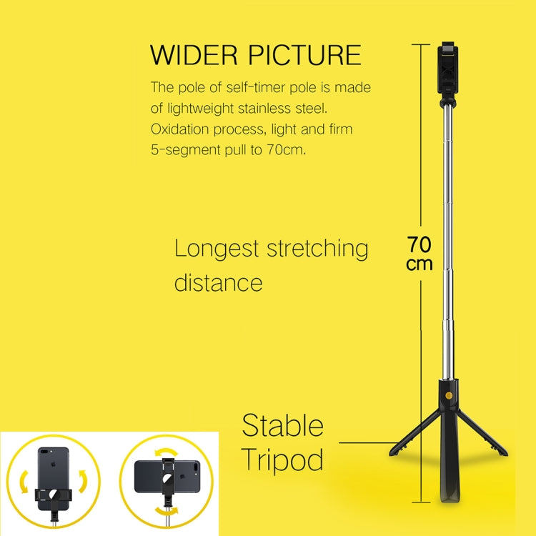 K10 Bluetooth 4.0 Mobile Phone Adjustable Bluetooth Selfie Stick Self-timer Pole Tripod (Black) - Selfie Sticks by buy2fix | Online Shopping UK | buy2fix
