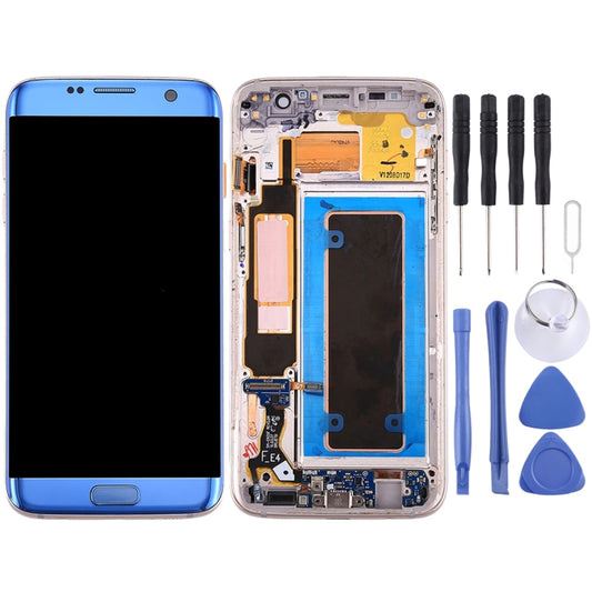 Original LCD Screen and Digitizer Full Assembly with Frame & Charging Port Board & Volume Button & Power Button for Galaxy S7 Edge / G935A(Blue) - LCD Screen by buy2fix | Online Shopping UK | buy2fix