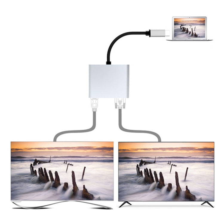 2 in 1 Multifunctional USB-C / Type-C to HDMI+VGA HUB Docking Station by buy2fix