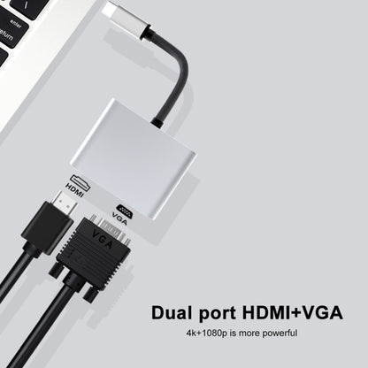 2 in 1 Multifunctional USB-C / Type-C to HDMI+VGA HUB Docking Station by buy2fix