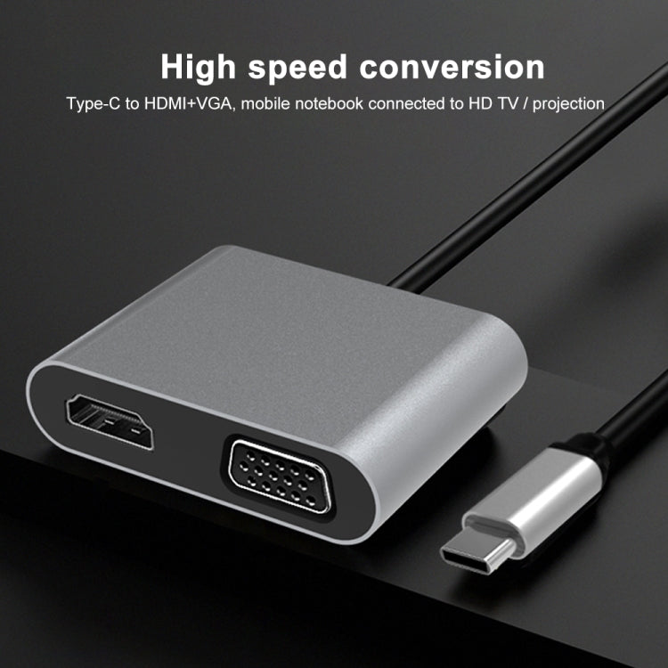 2 in 1 Multifunctional USB-C / Type-C to HDMI+VGA HUB Docking Station by buy2fix