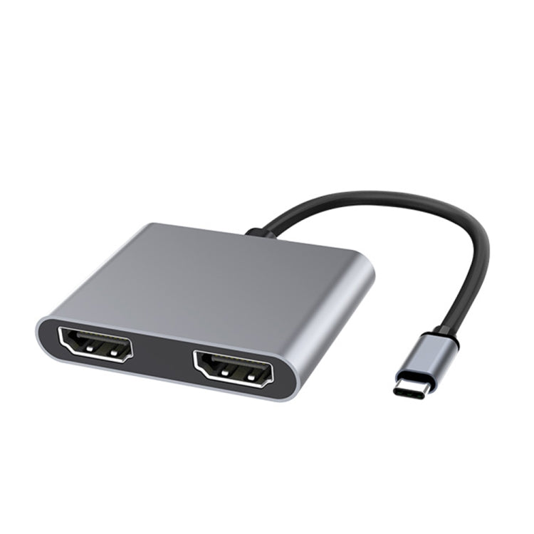 2 in 1 Multifunction USB-C / Type-C to Dual HDMI HUB Docking Station (Grey) by buy2fix