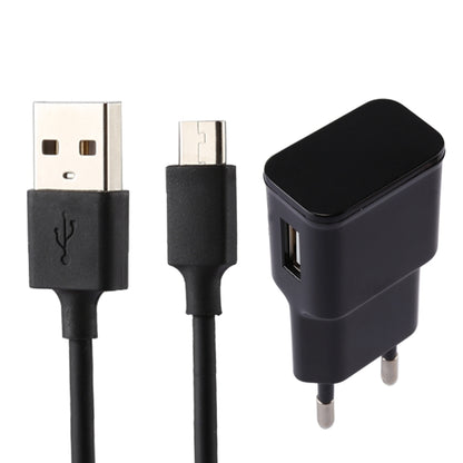 5V 2.1A Intelligent Identification USB Charger with 1m USB to Micro USB Charging Cable, EU Plug, For Samsung / Huawei / Xiaomi / Meizu / LG / HTC and Other Smartphones(Black) - USB Charger by buy2fix | Online Shopping UK | buy2fix