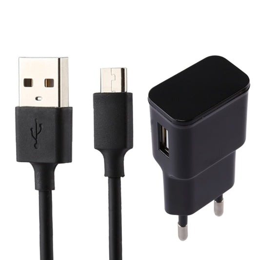 5V 2.1A Intelligent Identification USB Charger with 1m USB to Micro USB Charging Cable, EU Plug, For Samsung / Huawei / Xiaomi / Meizu / LG / HTC and Other Smartphones(Black) - USB Charger by buy2fix | Online Shopping UK | buy2fix