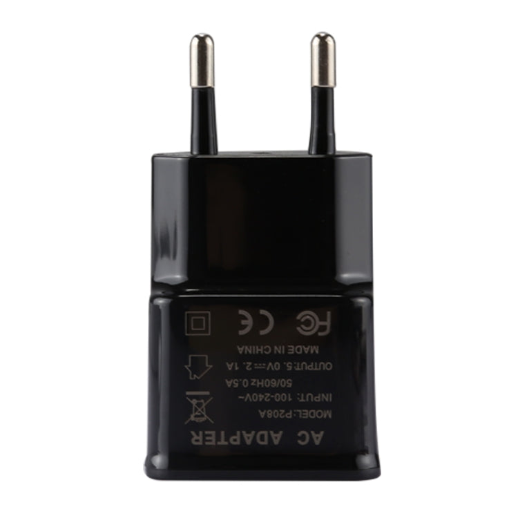 5V 2.1A Intelligent Identification USB Charger with 1m USB to Micro USB Charging Cable, EU Plug, For Samsung / Huawei / Xiaomi / Meizu / LG / HTC and Other Smartphones(Black) - USB Charger by buy2fix | Online Shopping UK | buy2fix
