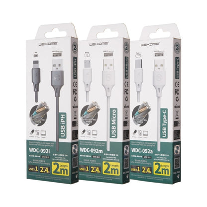 WK WDC-092 3m 2.4A Max Output Full Speed Pro Series USB to Micro USB Data Sync Charging Cable (White) - Micro USB Cable by WK | Online Shopping UK | buy2fix