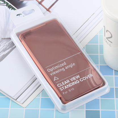PU Electroplating Mirror Horizontal Flip Leather Case for Galaxy S10, with Holder (Rose Gold) - Galaxy Phone Cases by buy2fix | Online Shopping UK | buy2fix