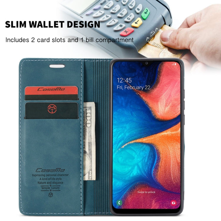 CaseMe-013 Multifunctional Retro Frosted Horizontal Flip Leather Case for Galaxy A20 / A30, with Card Slot & Holder & Wallet (Blue) by CaseMe