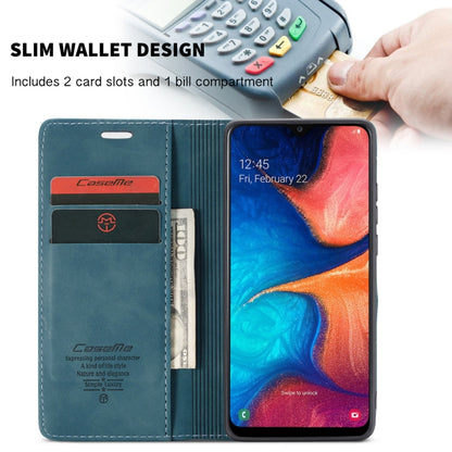 CaseMe-013 Multifunctional Retro Frosted Horizontal Flip Leather Case for Galaxy A20 / A30, with Card Slot & Holder & Wallet (Blue) by CaseMe