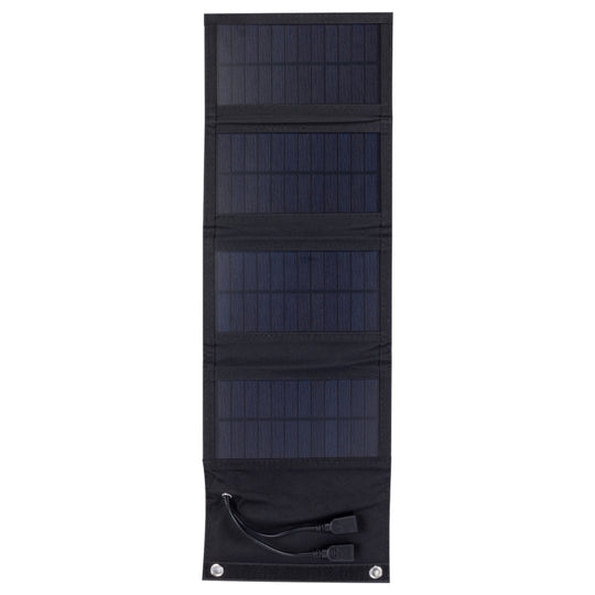 7W Monocrystalline Silicon Foldable Solar Panel Outdoor Charger with 5V Dual USB Ports (Black)