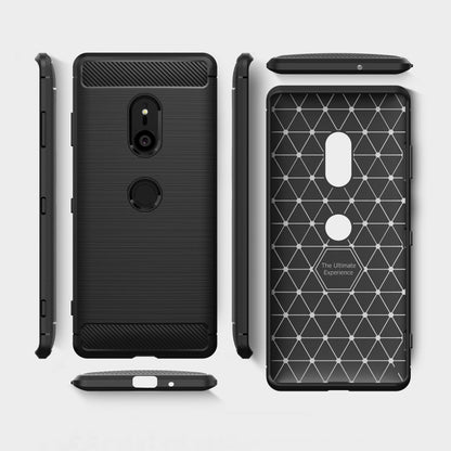 Brushed Texture Carbon Fiber Shockproof TPU Case for Sony Xperia XZ3(Black) - Sony Cases by buy2fix | Online Shopping UK | buy2fix