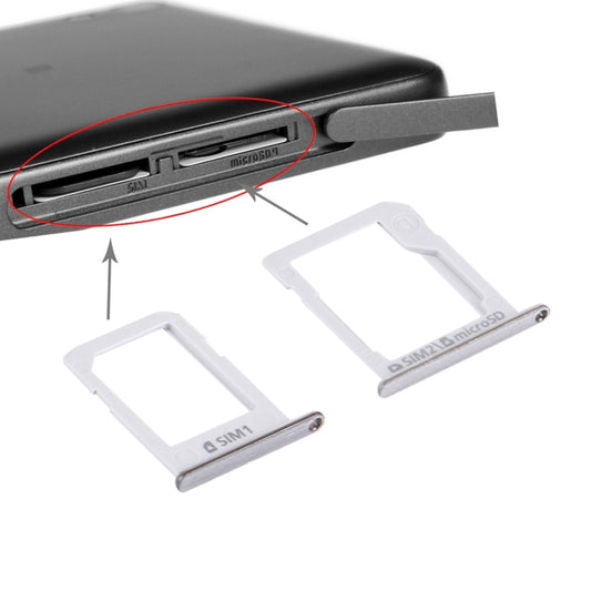 For Galaxy E5 (Dual SIM Version) SIM Card Tray + Micro SD / SIM Card Tray (Silver) - Card Tray by buy2fix | Online Shopping UK | buy2fix