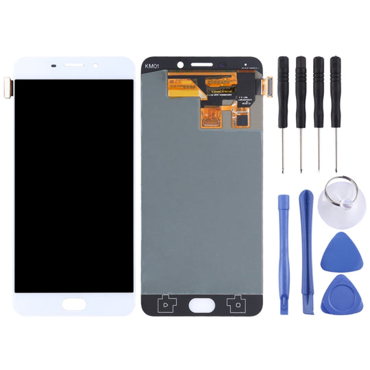 Écran LCD matériel OLED et assemblage complet de numériseur pour OPPO R9 (blanc)