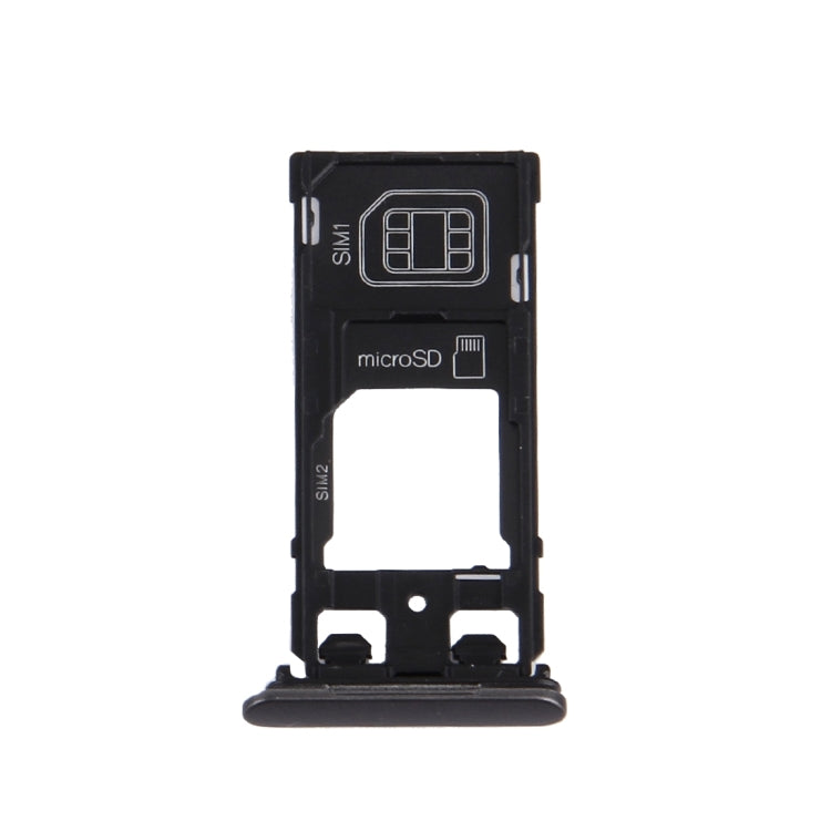 SIM Card Tray + Micro SD / SIM Card Tray + Card Slot Port Dust Plug for Sony Xperia X (Dual SIM Version)(Graphite Black) - Card Tray by buy2fix | Online Shopping UK | buy2fix