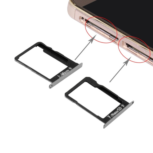 For Huawei Mate 7 SIM Card Tray and Micro SD Card Tray(Grey) - Card Socket by buy2fix | Online Shopping UK | buy2fix