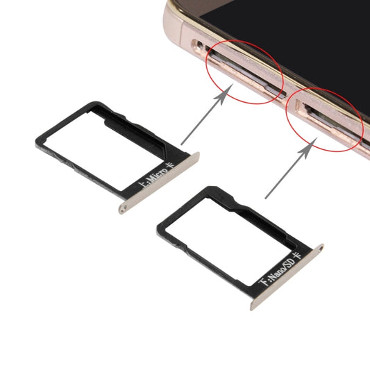 For Huawei Mate 7 SIM Card Tray and Micro SD Card Tray(Gold) - Card Socket by buy2fix | Online Shopping UK | buy2fix