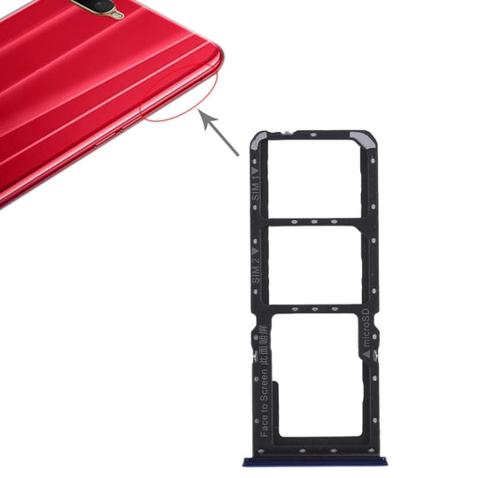 2 x plateau de carte SIM + plateau de carte Micro SD pour OPPO K1 (bleu)
