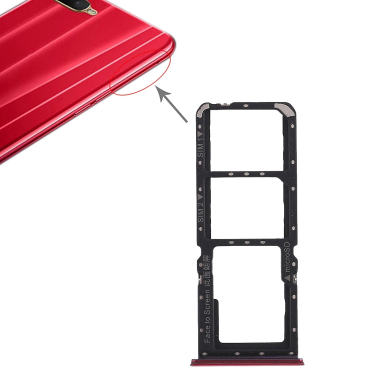 For OPPO K1 2 x SIM Card Tray + Micro SD Card Tray (Red) - Card Tray by buy2fix | Online Shopping UK | buy2fix