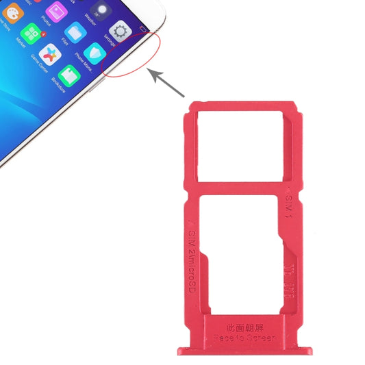 For OPPO R11 SIM Card Tray + SIM Card Tray / Micro SD Card Tray (Red) - Card Tray by buy2fix | Online Shopping UK | buy2fix